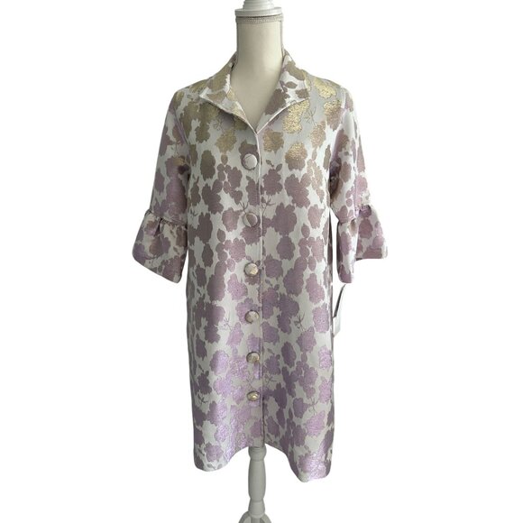 CAROLINE ROSE Floral Lavender Iridescent Lightweight Jacket Coat Sz S NEW w tags - Picture 3 of 12